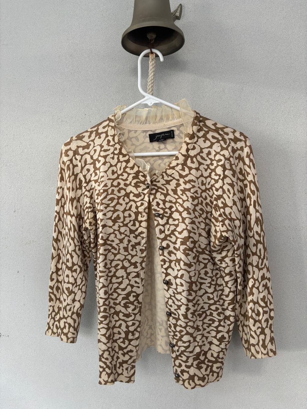Frilly Feminine Collar Silk Nylon Leopard Button Down Cardigan Y2K